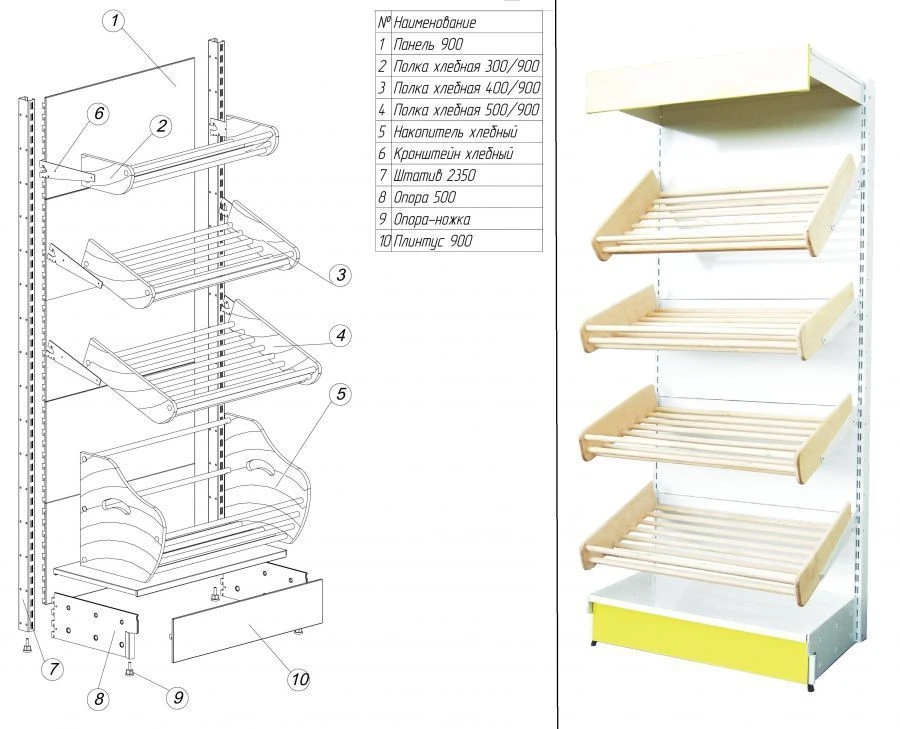 Bakery Storage Rack Metal Series "TS" 2350/500/900