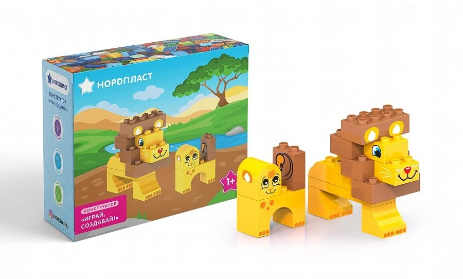 Lion and Cub Building Set - 14 Pieces