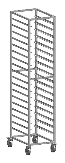 GN 1/1 Spindle Trolley for Gastro Containers, 385x545x1800 mm, 18 Levels