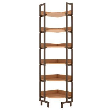 Corner Library Shelf with Metal Supports
