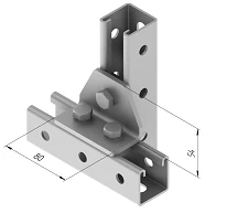 90-Degree Angle Plate with 3 Holes SMA 619, 80x54 mm