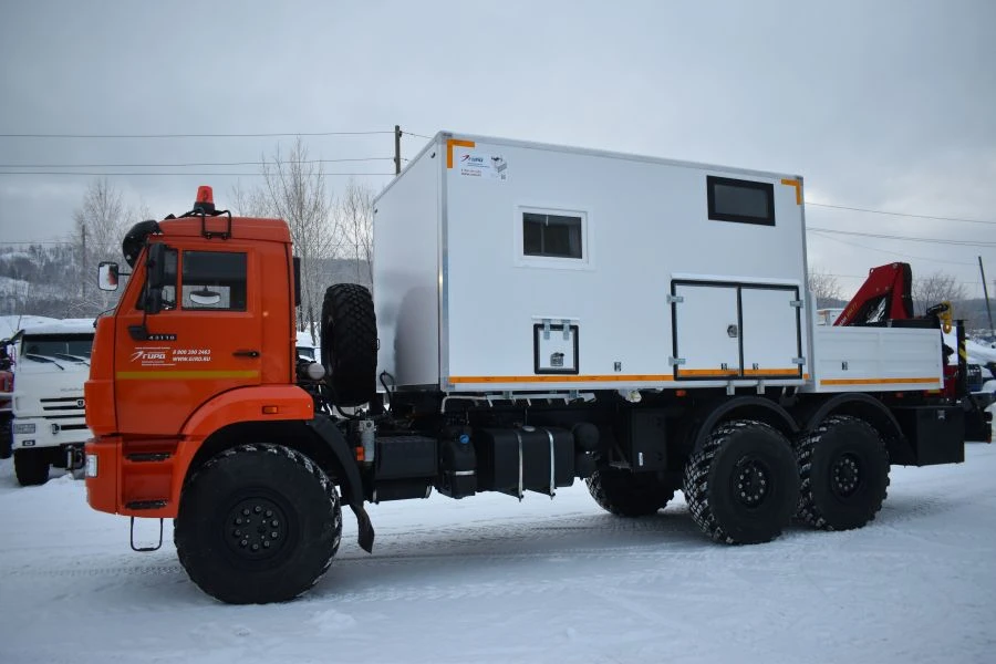 Specialized Van with Crane for Transporting Goods and Work Teams - KAMAZ 43118