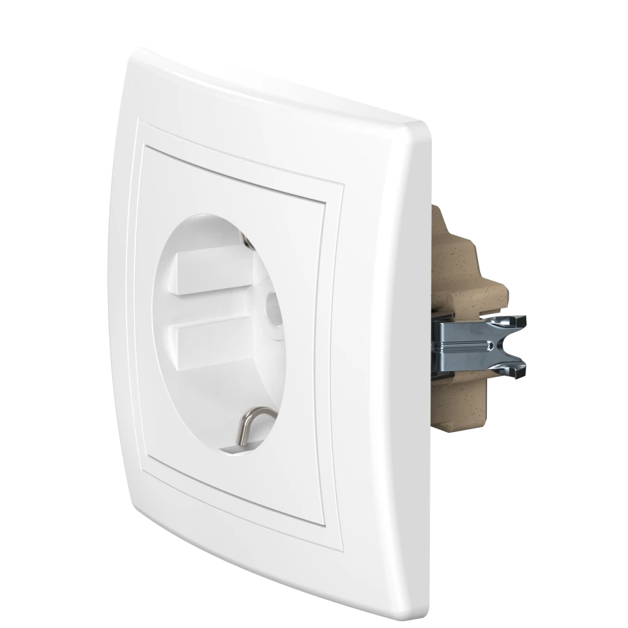 CADUCEUS ALING PRESTIGE Hidden Socket with Grounding, 16A, 250V, White, Art. 600