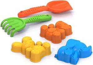 Sand Play Set No. 90 (Animal Molds - 3 pcs, Rake, Shovel)
