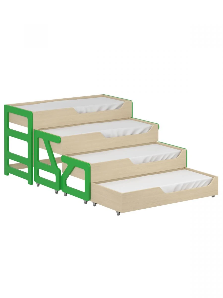 Four-Tier Pull-Out Children's Bed 1400 - Green