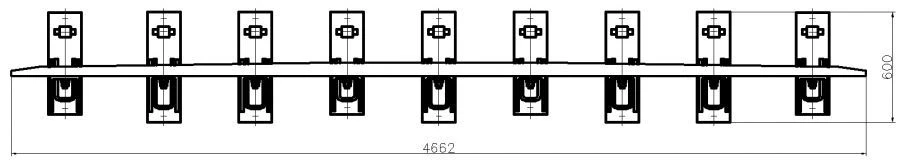 SP850 Profile Counterrail with Complete Pad and Fastening Set for Switches