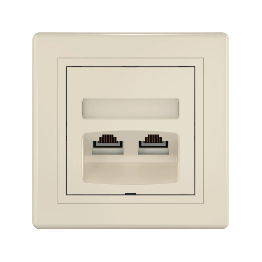 مقبس حاسوب مزدوج مع وحدات كايتون RJ45 فئة 6 UTP، بيج، فن. 61