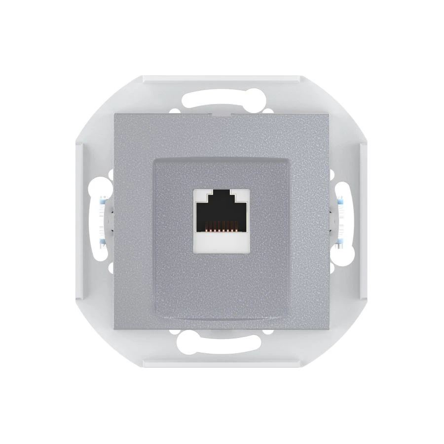 قابلة كهربائية مخفية CADUCEUS ALING PRESTIGE مع وحدة RJ45 8P8C Cat.6 FTP، فضي، فن. 60150S
