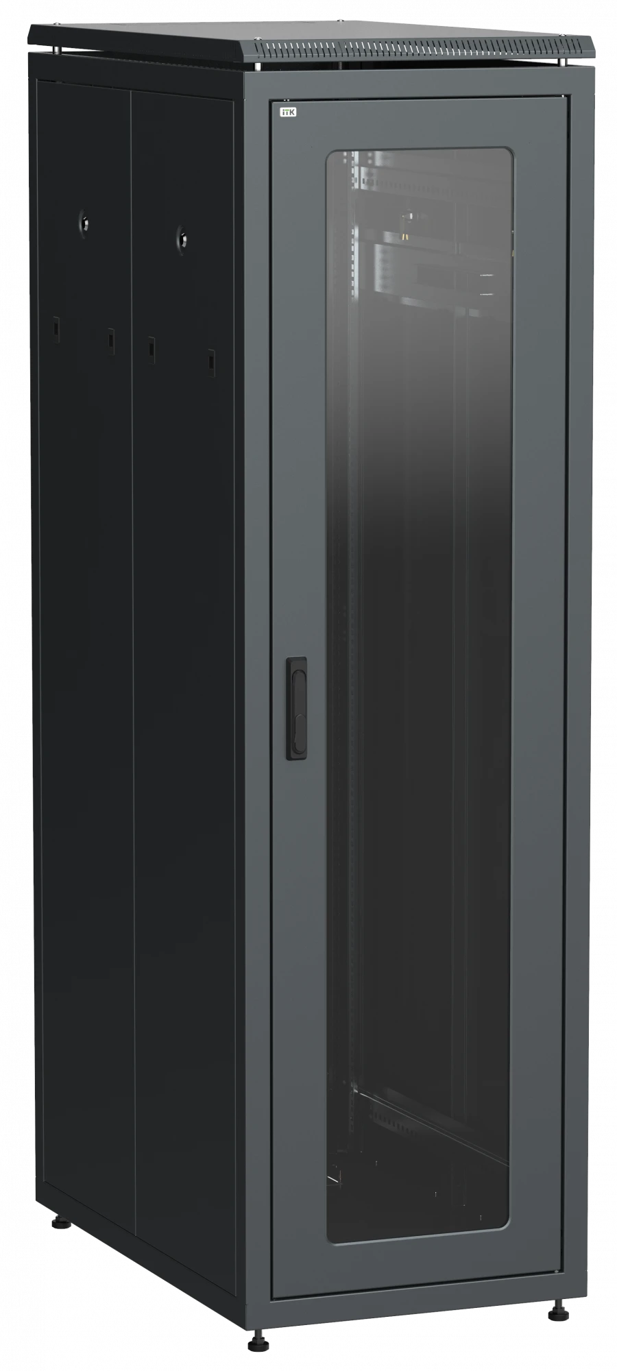 LINEA N 42U Network Cabinet 19" with Glass Door, Black, 600x1000mm