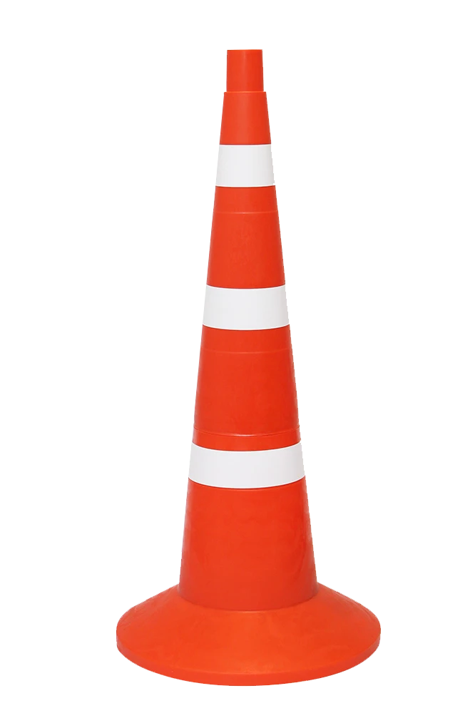 750mm Flexible Traffic Cone with Weights and 3 White Matte Stripes - KS-3.4.0