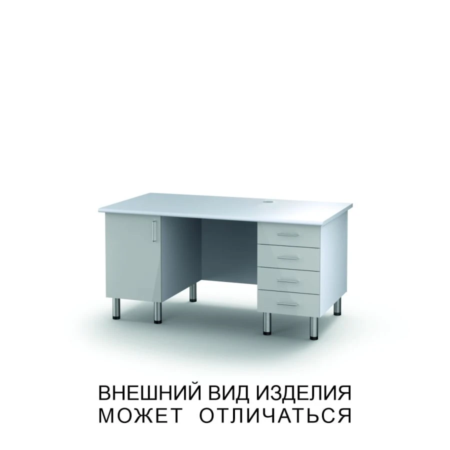 Double Pedestal Desk with Swing Door and Four Drawer Units
