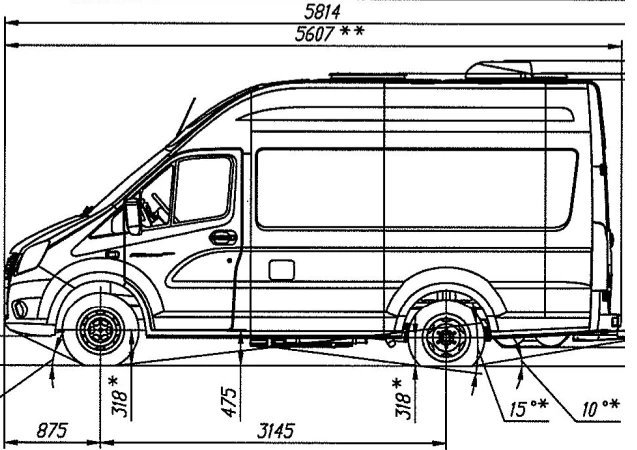 شاسيه GAZelle NN، تعديل A69R25، محرك ثنائي الوقود (بنزين/غاز LPG)