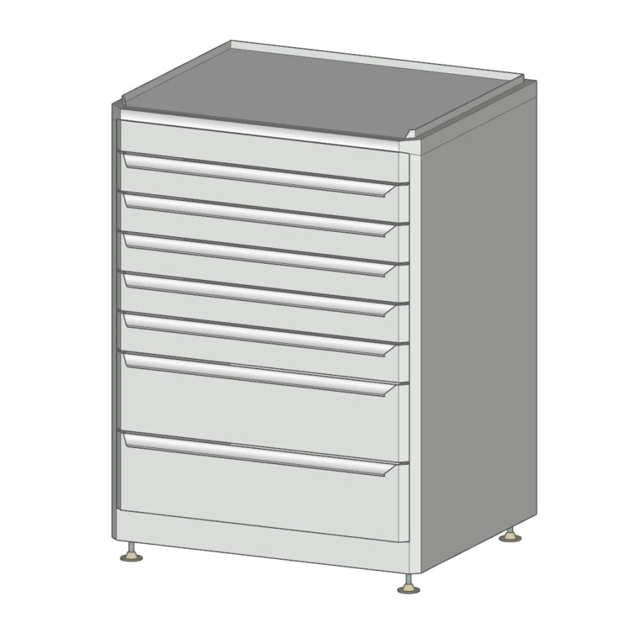 Tool Cabinet with 7 Drawers on Adjustable Legs (625x540x900 mm)