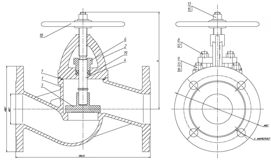 Flanged Non-Return Shut-Off Valve DN 65 PN 10 Series 458 (KMIА.491925.001-05)