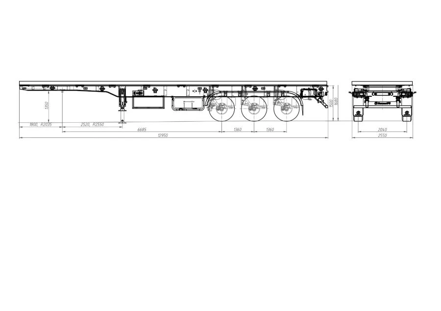 Semi-Trailer 98134V for Long Cargo Transport