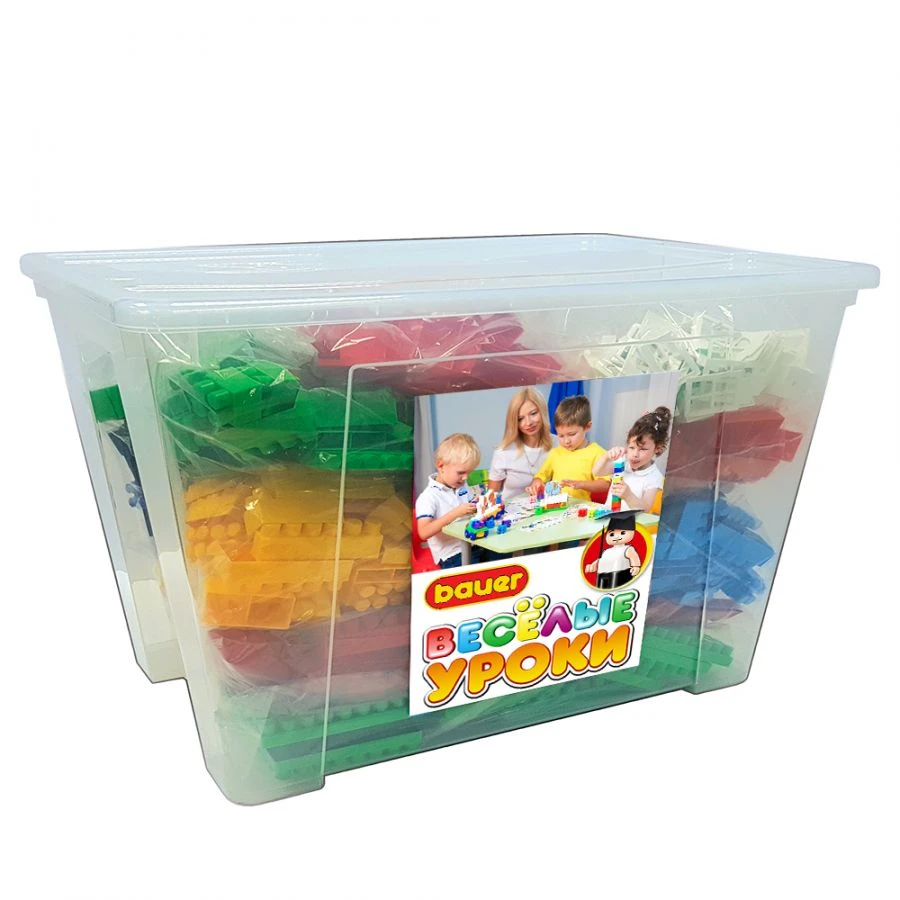 Bauer Educational Constructor "Fun Lessons: Numbers and Letters" (41L container, 24 educational cards, 5 instructions, 435 stickers)