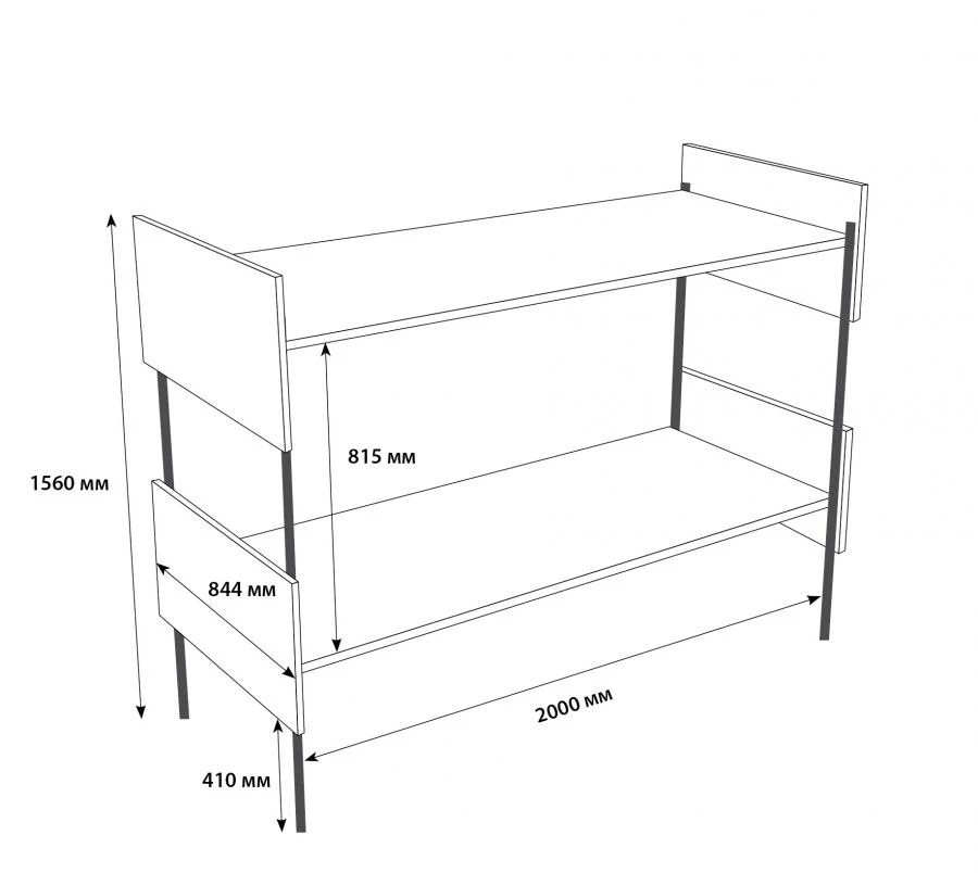 Combined Two-Tier Metal Bunk Bed with LDSP Headboards K632.O