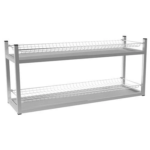 رف زجاجي معلق ستاندارد SKSN-2KS (شبكة كروم، إطار فولاذي مقاوم للصدأ) 895x270x400 مم