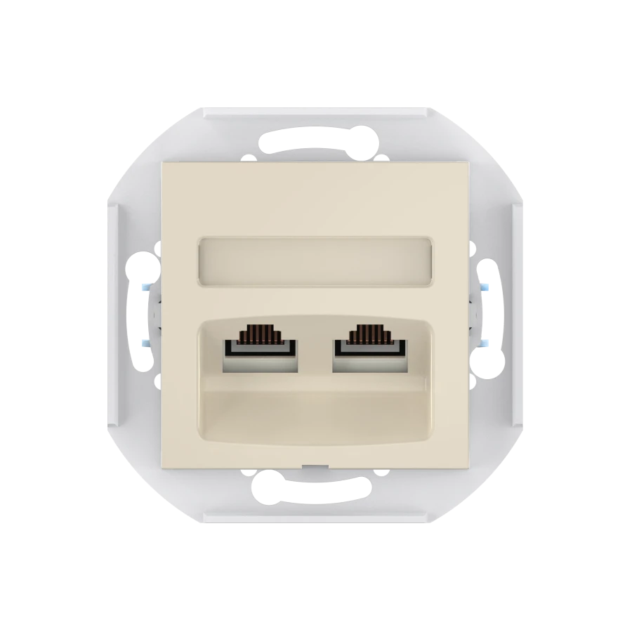 مقبس كمبيوتر مزدوج CADUCEUS ALING PRESTIGE مع وحدات Keystone RJ45 Cat.5e UTP، بيج، فن. 6014.9