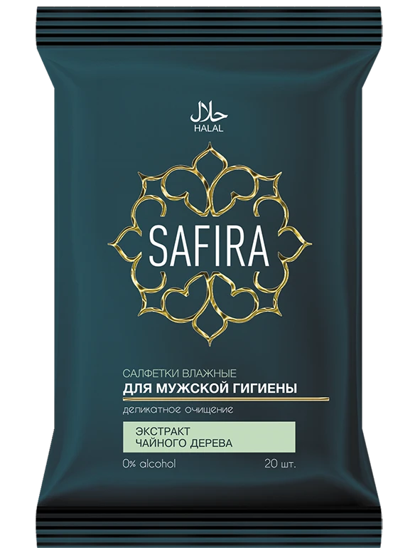 Men's Intimate Hygiene Wet Wipes with Tea Tree Extract SAFIRA