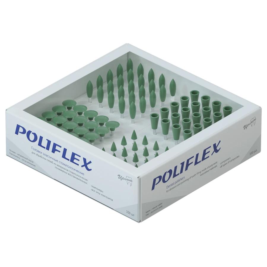 مجموعة رؤوس مرنة للأسنان POLIFLEX للمعالجة المسبقة، 100 قطعة