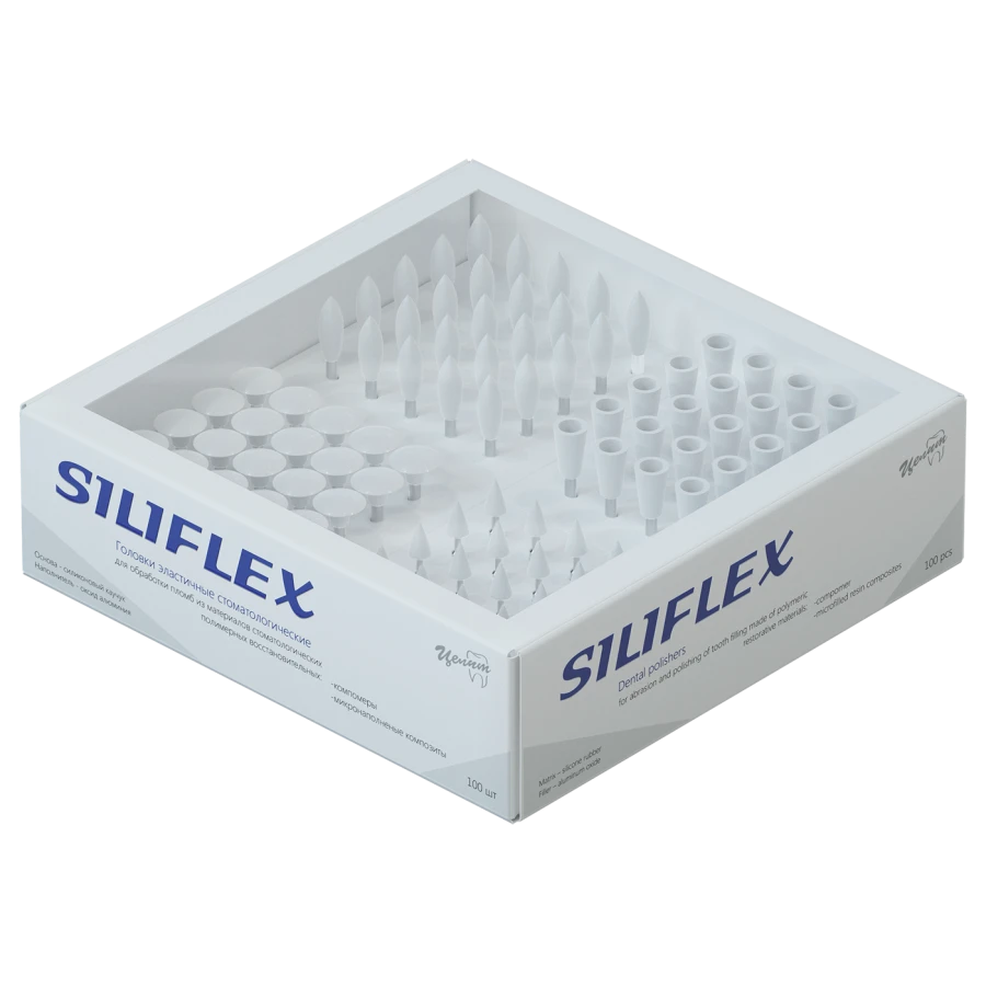 رؤوس تلميع الأسنان المرنة SILIFLEX مجموعة من 100 قطعة - SK11، SK12، SK1