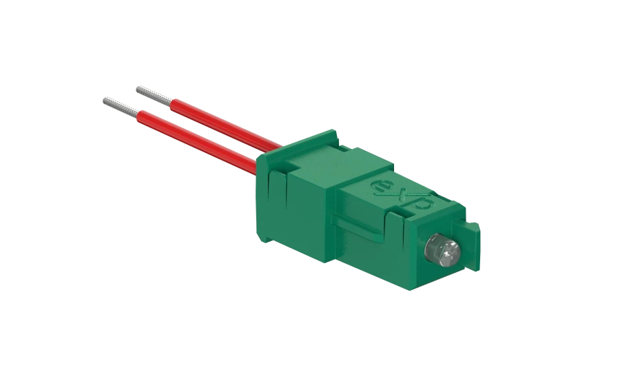 LED Indicator with Wires, 230V AC, Green, Model 72182.12