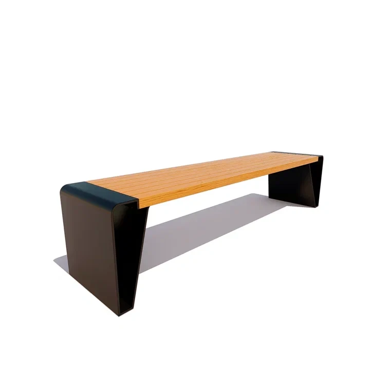 Baikal Bench with Steel Frame and Wooden Seat, Model 77176