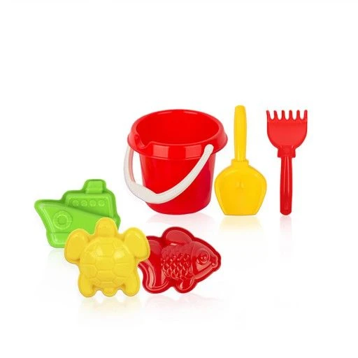Beach Sand Play Set with 3 Molds, Shovel, Rake, and Bucket
