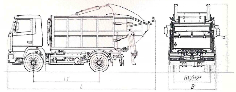شاحنة جمع القمامة الخلفية موديل MK-3545-01