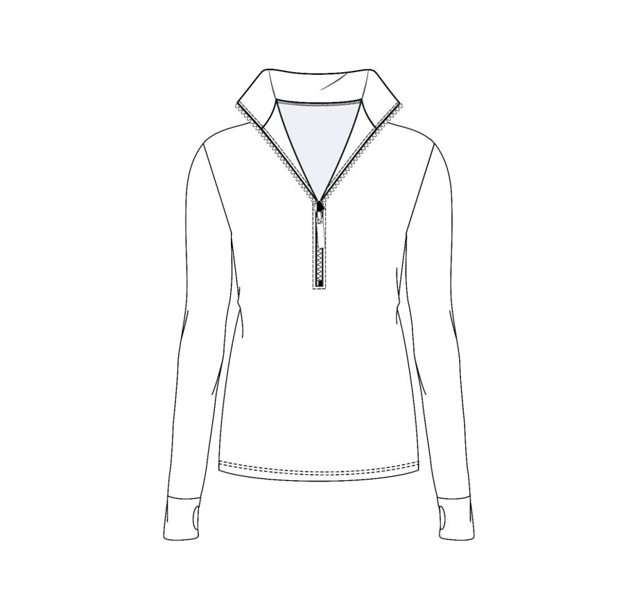 Zip-Up Long Sleeve Shirt with Finger Cutout for Comfort - Model 198238738