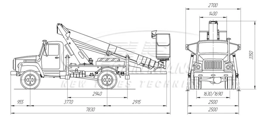 Hydraulic Aerial Platform AHP-22T GAZ-33086 22M 80/250/300KG 10.6/7.7/7.2M