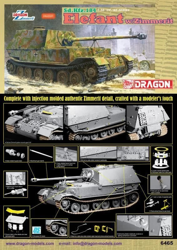 Sd.Kfz. 184 Elefant Tank Assembly Model with Zimmerit
