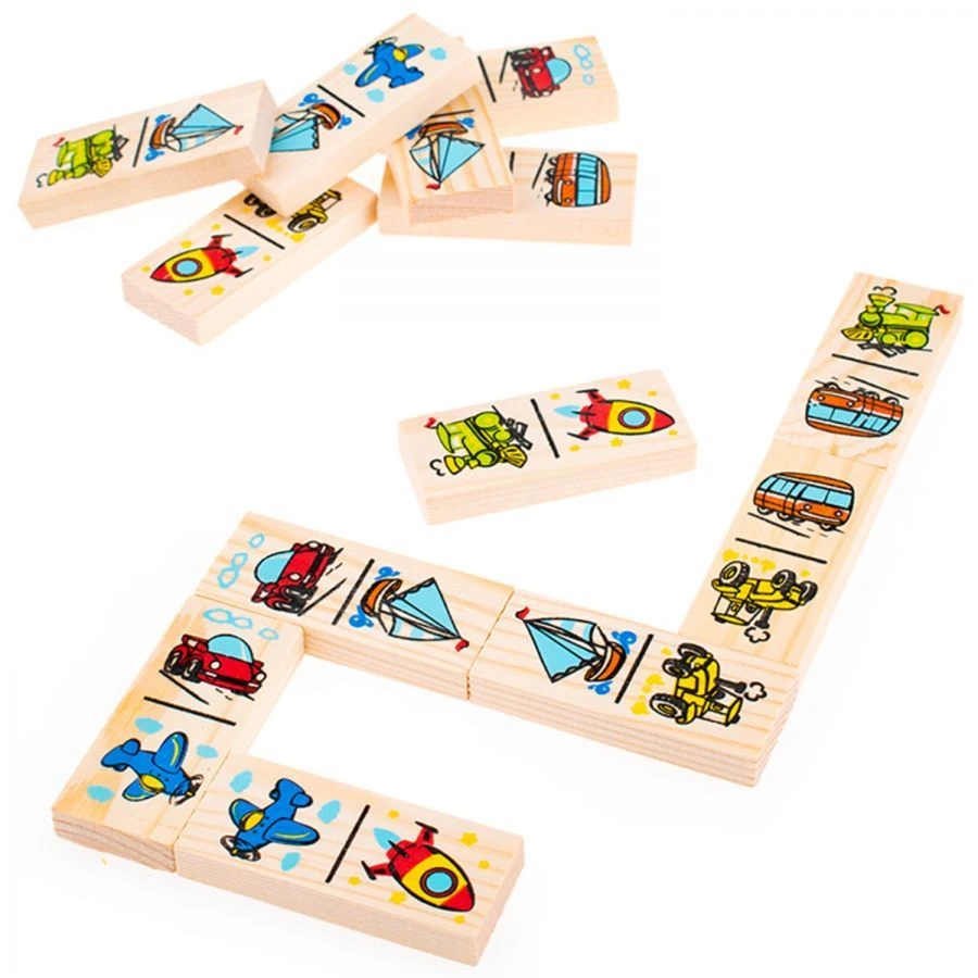 Wooden Transportation Dominoes Set - 28 Pieces