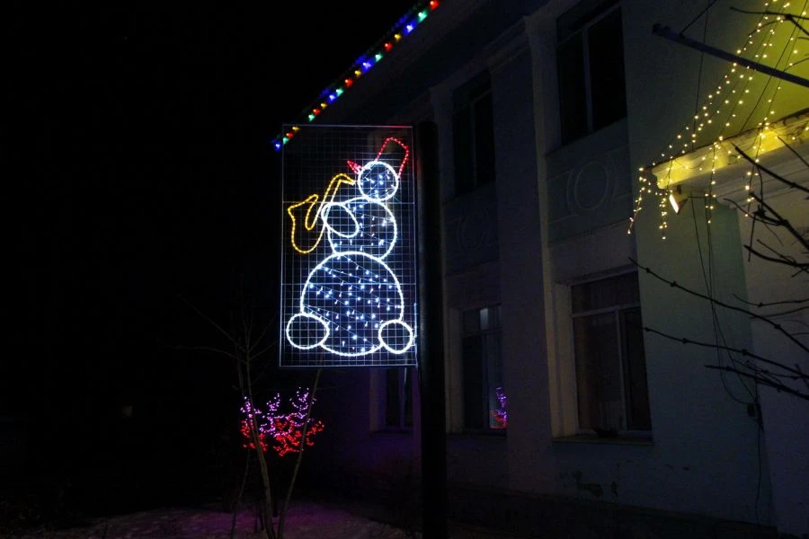 لوحة إضاءة LED لسانتا كلوز مع ساكسفون - مصباح خارجي زينة
