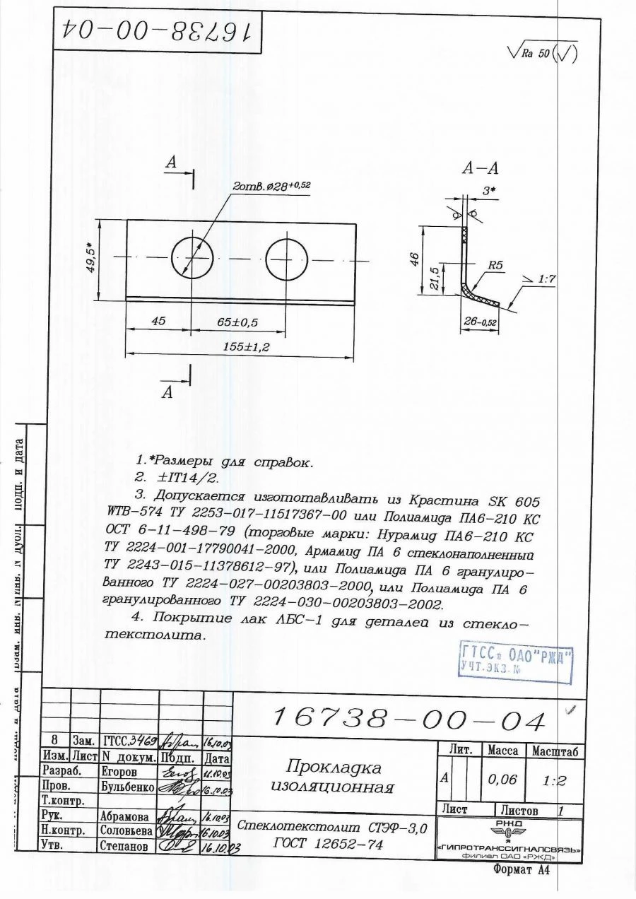 حشوة عازلة 16738-00-04 لسيطرة القضبان R50