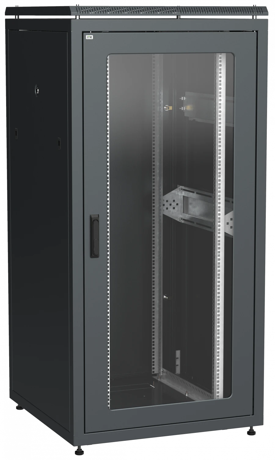 ITK LINEA N 33U 800x800مم رف أرضي مع باب زجاجي - أسود