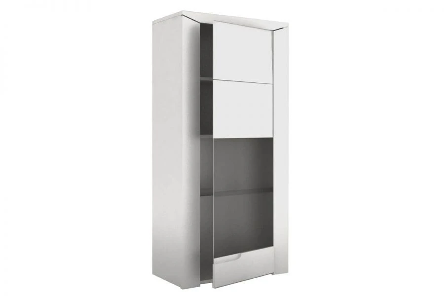 Bella Wall-Mounted Single Door Cabinet with Glossy White Finish and Tinted Glass, ESTA