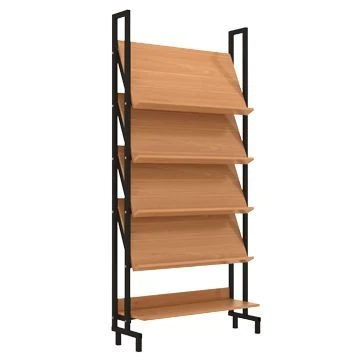 رف مكتبة عرضي مع دعامات معدنية