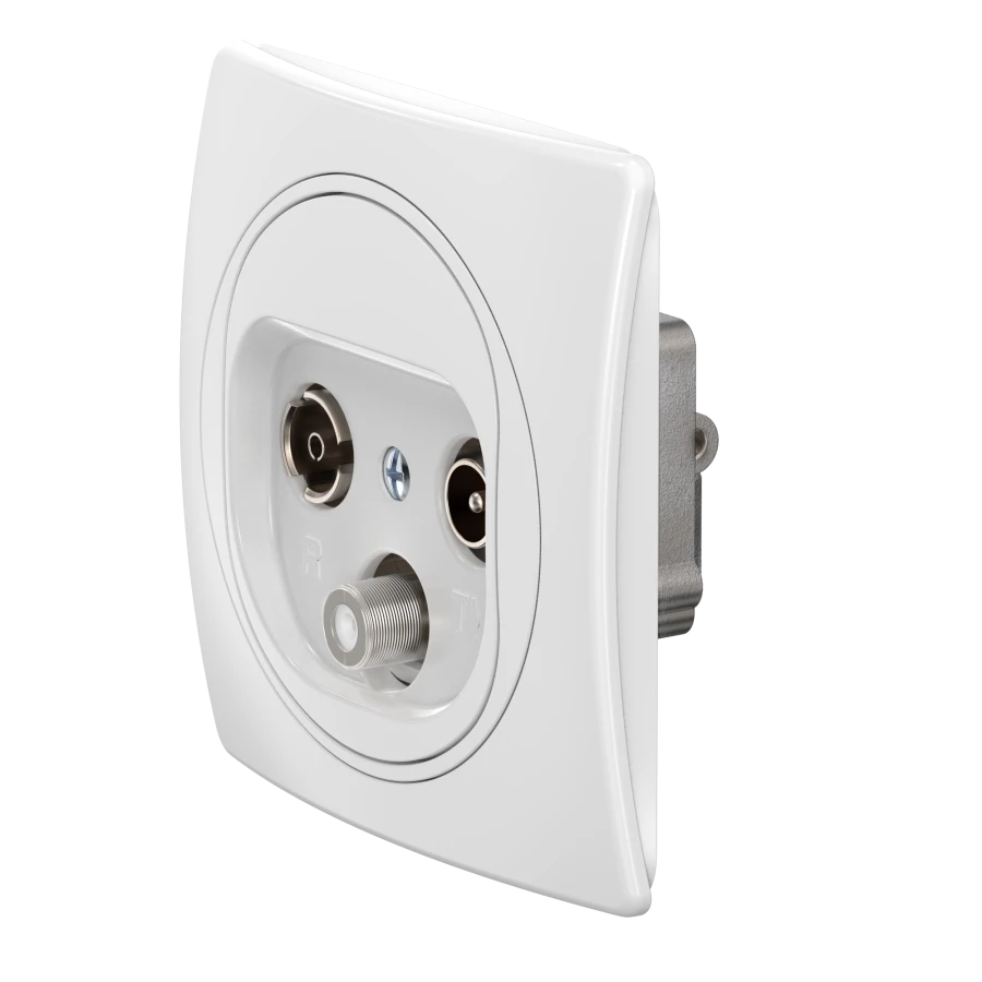 Caduceus Aling EON Hidden Installation Antenna Socket TV/FM/SAT, White, Art. E612S.00