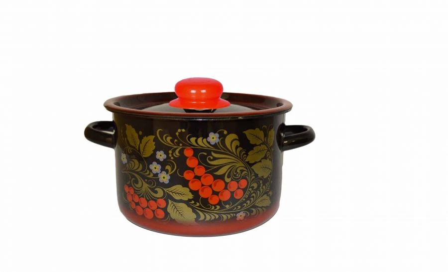 Cylindrical Enamelled Steel Pot, 2.9 L