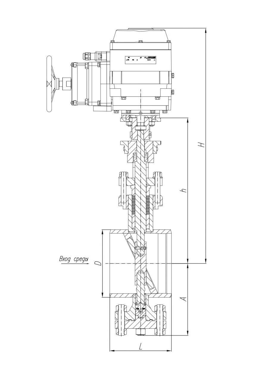 Metal-Sealed Disk Valves Series RK 110M DN 100-250mm, Pp up to 6.3 MPa, Temperature up to 450˚C with Electric Drive