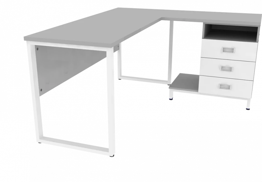 مكتب زاوي مع خزانة 1600x1400x750مم (عرض × عمق × ارتفاع)