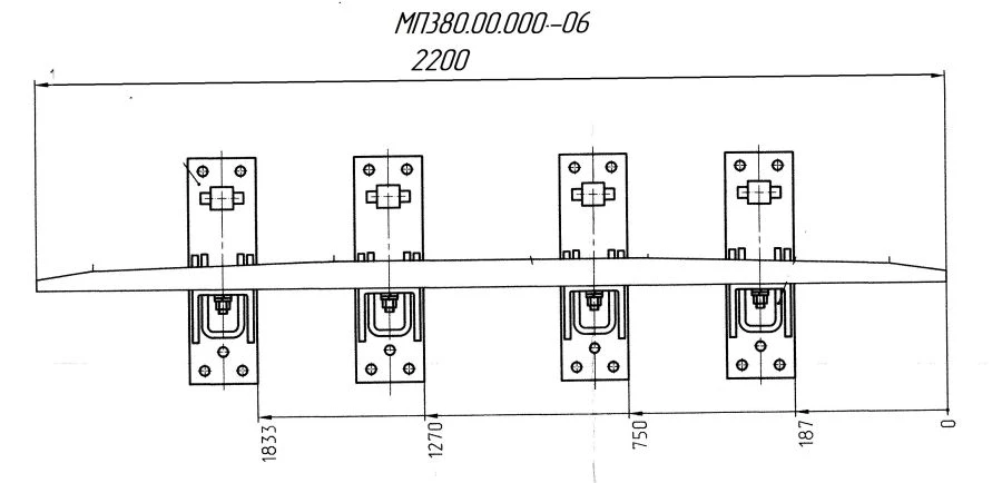 سكة مضادة من ملف SP850 مع مجموعة كاملة من الوسادات والمثبتات نموذج R65 م 2/9 بر 1684 (MP 380.00.000-06)