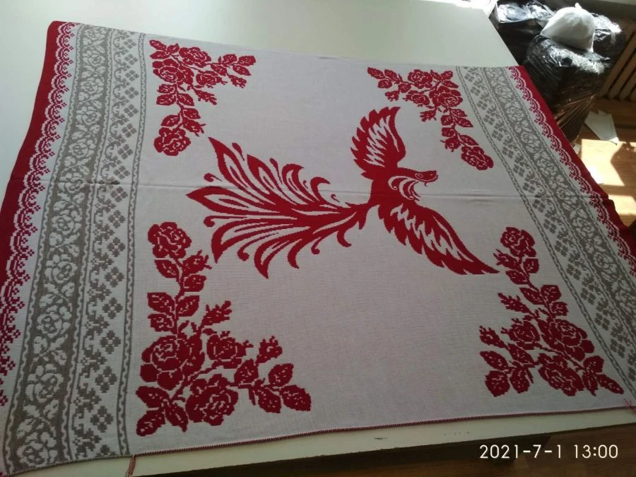 Decorative Knitted Throw Blanket "Firebird" Pattern, 100% PAN