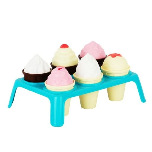 Delicious Ice Cream Play Set (7 pcs) - 3 Ice Creams, 3 Cupcakes, Stand