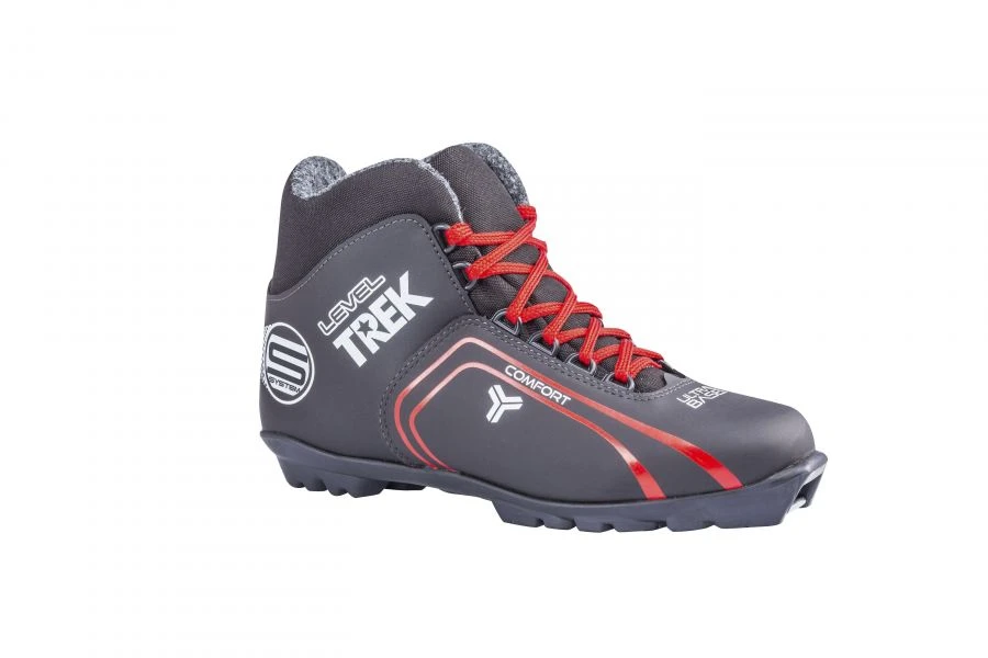 أحذية تزلج TREK Level2 باللون الأسود (شعار أحمر) مقاس S