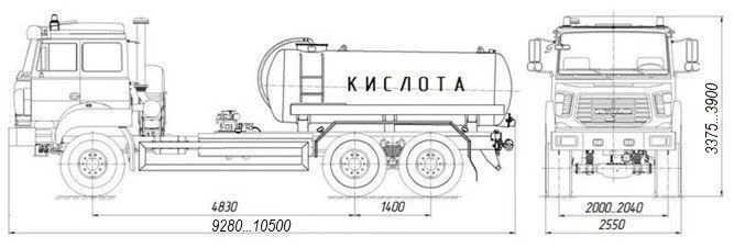 صهريج نقل الأحماض AЦK-10 4680L2-60 على شاسيه أURAL 4320