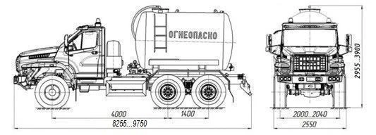 Oil and Gas Condensate Collection Tank AKN/AKNS 4680M4 on Ural Chassis 5557-6151-70, 5557-6151-72, 5557-6151-74