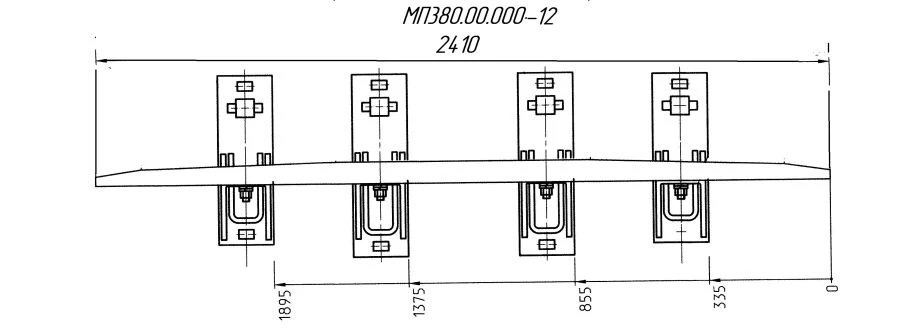 SP850 Profile Counter Rail with Complete Set of Pads and Fasteners for R65 Track, Model MP 380.00.000-12